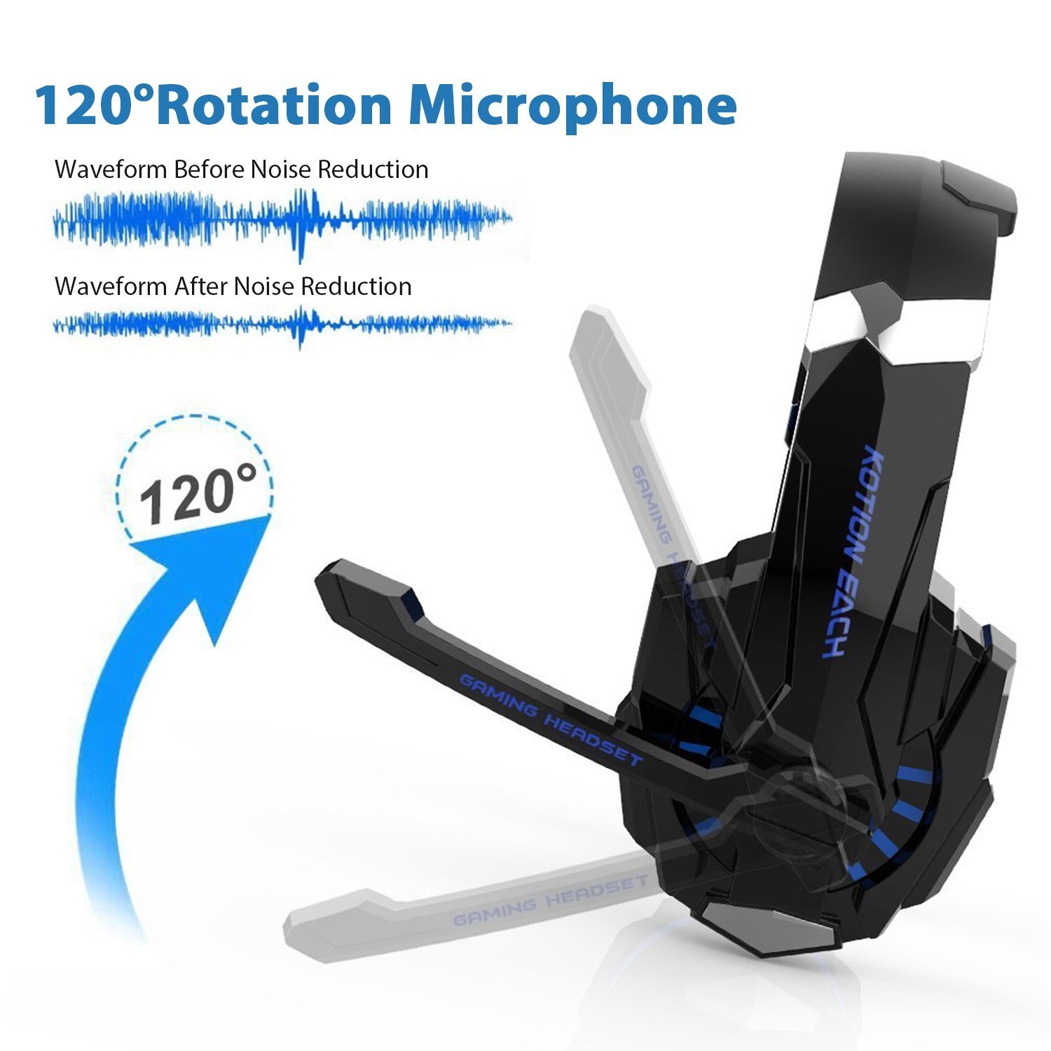 OCDAY Cuffie da Gioco con Microfono,Gaming Headset G2000,Bass Audio Stereo  con Lampada a LED Luminosità,con Regolatore e Connettore espandibile da  3,5mm di Volume per 2jack,PS4,PC,Smartphone,Xbox One Accessori per audio e  video urban-earth.co.uk