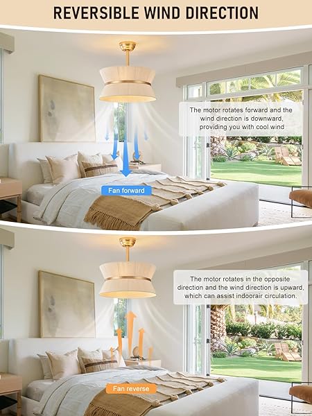 WONGU BOHO FANDELIER CEILING FAN WITH LIGHT AND REMOTE RATTAN CHANDELIER FAN GOLD CAGED CEILING FAN WITH LIGHT FOR BEDROOM, LIVING ROOM NURSERY，FOYER，KITCHEN（6 SPEED, TIMING ADJUSTABLE HEIGHT）