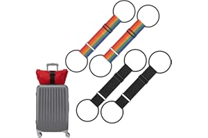 4 Pack Multi Use Strong Adjustable Luggage Connector Straps for Suitcases,TSA Approved,Wear-Resistant Elastic Bungee Belts to