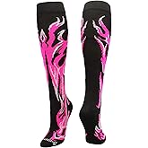 Flame Over-the-Calf Socks for Kids & Youth Sports – Fiery Design, Moisture-Wicking, Compression Support – Youth to Adult
