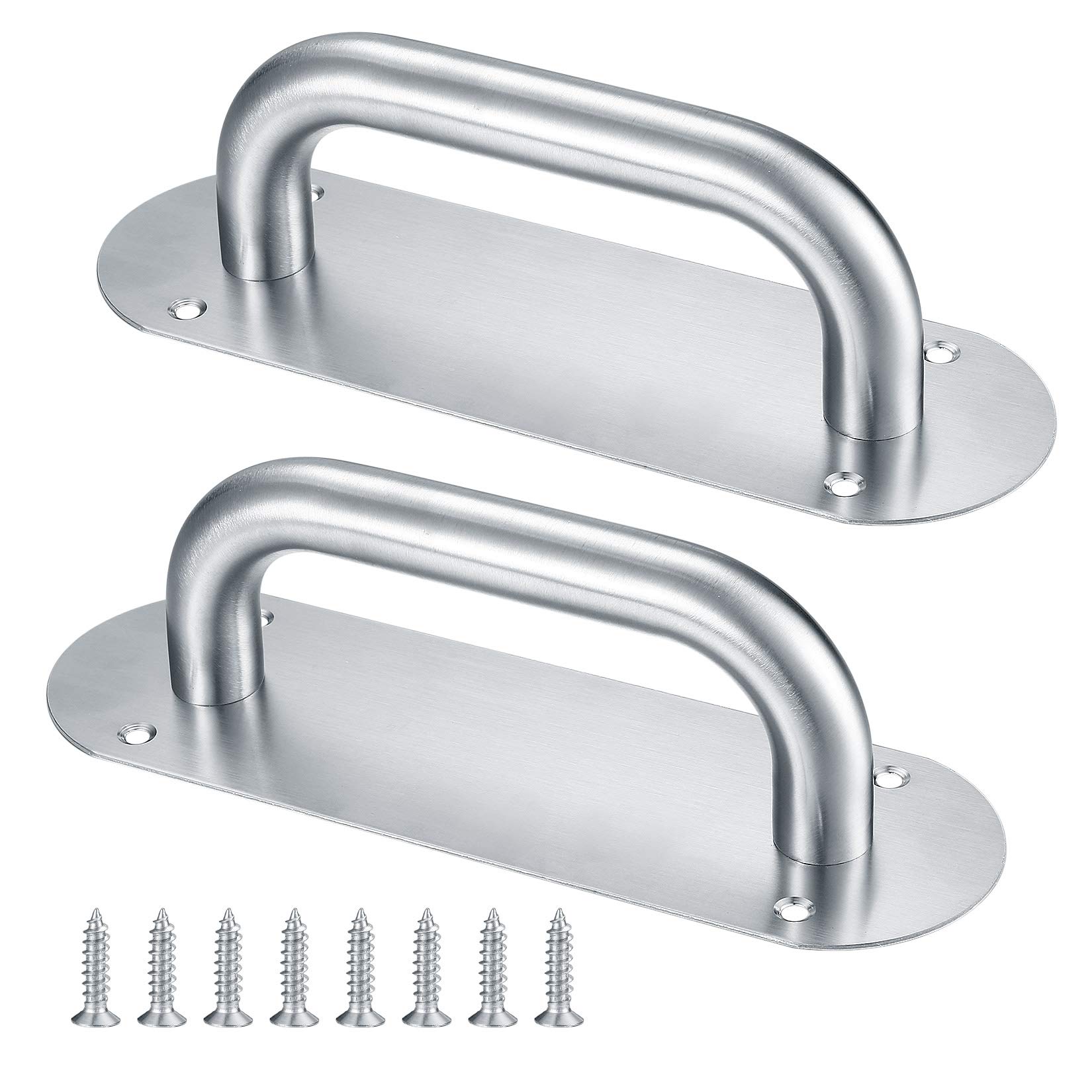 HAOCHEN Pull Push Door Handles with Back Plate, Heavy Duty Hardware for Cabinet, Cupboard, Shed, Toilet, Barn Door Sliding Handles