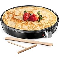 Crepe Maker Machine, Reemix Compact Pancake Griddle Precise Temperature Control, Nonstick 12” Electric Griddle, Batter Spread