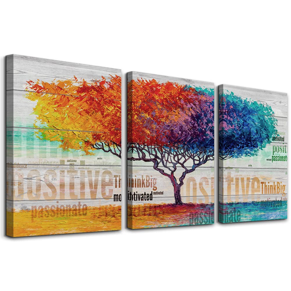 MHARTK66 Colorful Large Tree Canvas Wall Art for Living Room, Inspirational Modern Artwork Motivational Office Study Art Print Decorations Bedroom Bathroom Dining Room