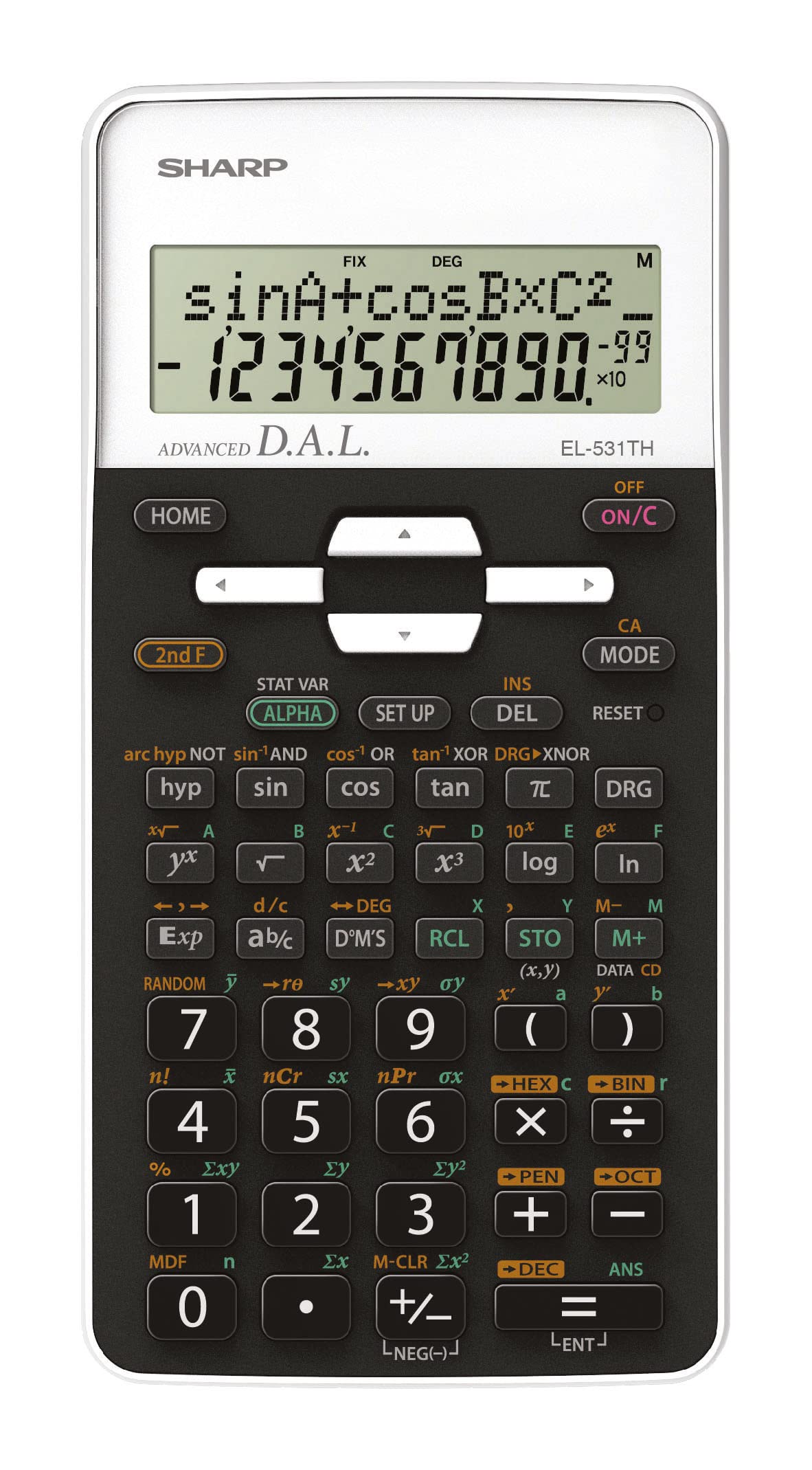Sharp EL-531 TH-WH Scientific Calculator with D.A.L Input Battery Operated White