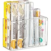 YQh Wall Mount Kitchen Wrap Organizer Rack, Cabinet Storage Basket, Aluminum Foil Rack, Mounts to Solid Cabinet Doors or Walls, Tall Basket Door Mount Cabinet Organizer