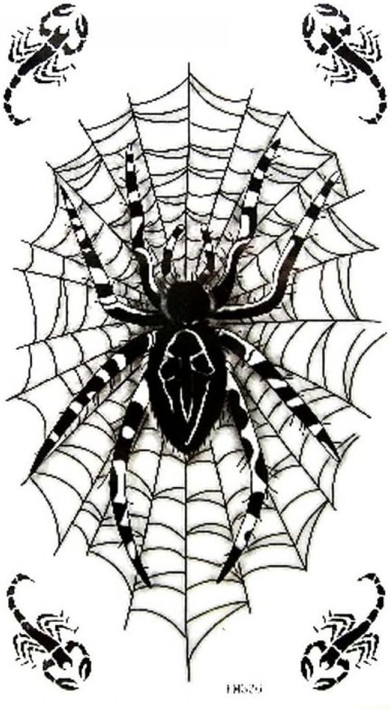 SPESTYLE waterproof non-toxic temporary tattoo stickersWaterproof and sweat temporary tattoos men and women fashion sexy black spider web scorpion