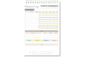 CORA KATE Workout Journal for Men & Women - Fitness Log Book - Notebook for Home & Gym - Planner Tracks Exercise, Weight Lifting, Cardio, Sleep, Water, BMI, Weight Loss, 50 Pages 5.5 x 8.5