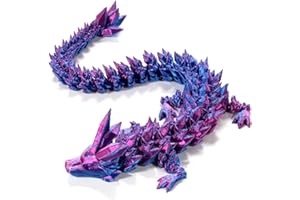 Addcean 3D Printed Dragon, 3D Printed Crystal Dragon Articulated Dragon, Home Office Desktop Ornament Fish Tank Landscape, Adults Fidget Toys for Autism ADHD (Laser Purple, 10")