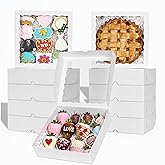 TEMLQPACK 50pcs 9x9x2.5 Inches White Bakery Boxes - Cookies, Pie, Chocolate Covered Strawberries, Breakable Heart, Charcuteri