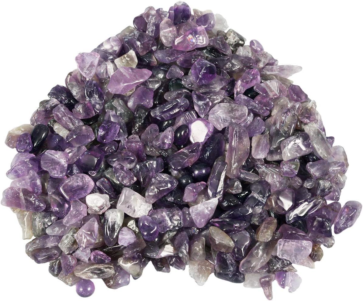 SUNYIK Amethyst/Lapis Lazuli Chips Stone Crushed Healing Crystal Quartz Rocks Reiki Decoration Irregular Shaped, 0.1"-0.5", 0.5lb, Pack of 2: Home & Kitchen