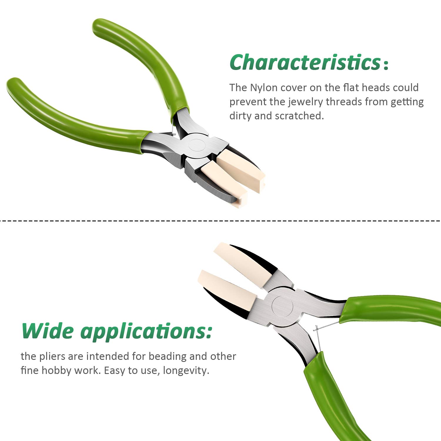 2 Packs Nylon Nose Pliers Double Nylon Pliers Carbon Steel Jewelry DIY Tools for Beading Looping Shaping Wire Jewelry Making and Other Crafts, 5.3 Inch