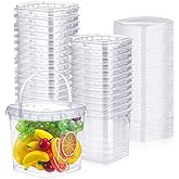 Macarrie 50 Pack 68 oz Square Deli Containers with Lids Clear Plastic Food Storage Containers Airtight Organizer Bin for Food Prep Freezer Kitchen Restaurant Supplies(68 oz)