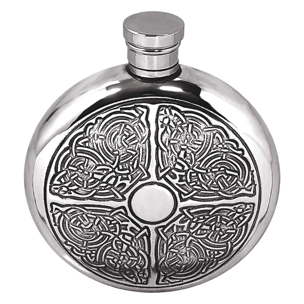 English Pewter Company 6 oz Round Celtic Flask [CEL176]
