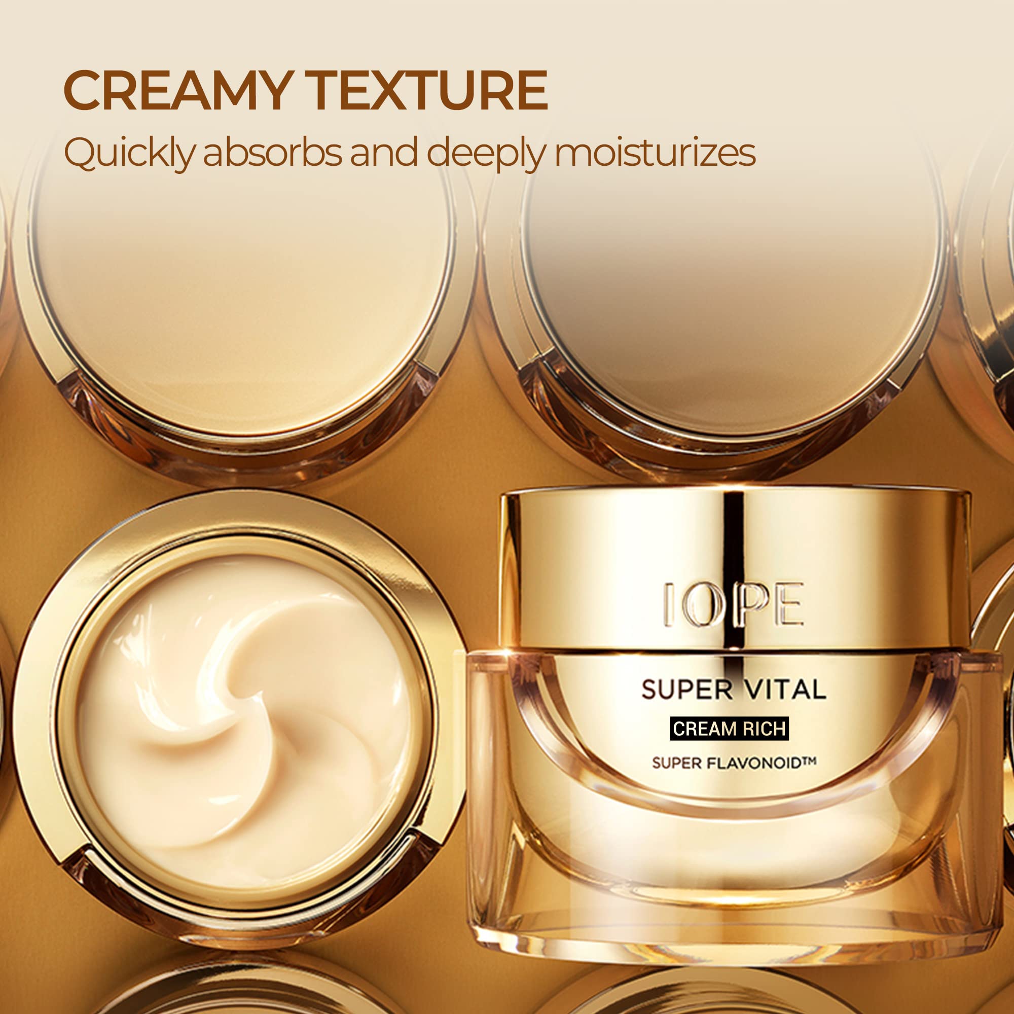 IOPE Super Vital Cream Rich Set - Anti Aging Cream, Face Toner, Lotion, Korean Skin Care - Facial Treatment Kit for Deep Moisturizing, Anti Wrinkle for Sensitive, Dry Skin - 4pcs Gift Set