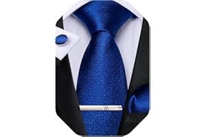 DiBanGu Mens Silk Necktie Solid Color Tie and Pocket Square Cufflink Tie Clip Set Woven Plain Ties for Men Wedding Party