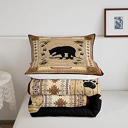 Black Bear Comforter Set Full Rustic Cabin Decor