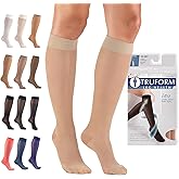 Truform Sheer Compression Stockings, 15-20 mmHg, Women's Knee High Length, 20 Denier, Nude, Medium