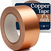 Kraftex Copper Tape [1 Inch x 66ft] &ndash; Conductive Copper Foil Tape with Adhesive for Stained Glass, Slug Barrier, Guitar Shielding &amp; Faraday Cage