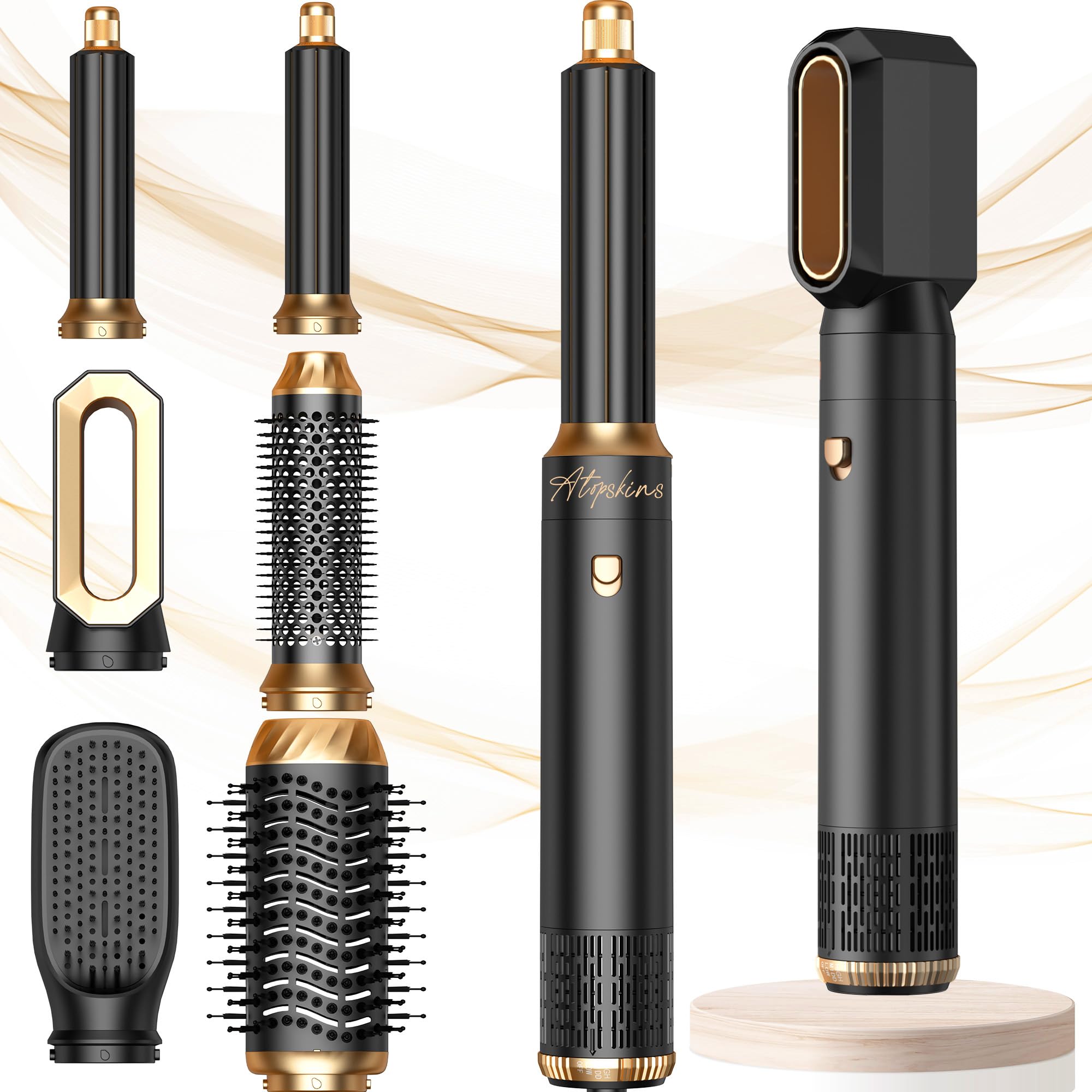 Photo 1 of ***DAMAGED - SEE NOTES/PICTURES***
Atopskins 6 in 1 Hair Dryer Brush, Detachable Air Styler, Blow Dryer Brush 3 Heat Settings Frizz-Free Drying, Volumizing, Straightening, Curling for Travel & Home Styling (Pink-Black)