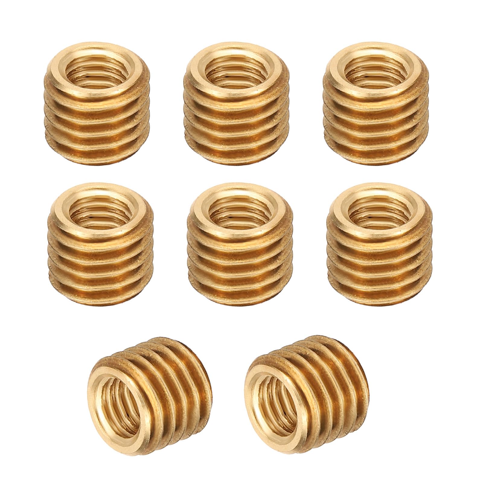 PATIKIL Brass Threaded Repair Insert Nut, 8 Pcs M12xM8x10mm Male to Female Thread Sleeve Inserts Reducing Nut Adapter Reducer Screw Sleeves