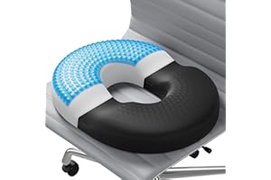 JKNJKN Donut Pillow Seat Cushion - Memory Foam Cooling Gel Lifting Cushion for Office & Home Chair, – Doctor Recommended Office Chair Cushion, Car Seat Cushion – Cushions for Back (Black)
