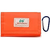 JEMINAL Mens Tri-fold Sport Outdoor Wallet for Men Women with Keychain Zipper Coin Pocket Card Holder Ultra-thin Waterproof Soft Orange Nylon