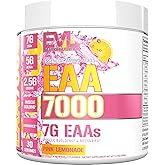 Evlution Nutrition EAA7000 - Pre & Post Workout Powder - Muscle Building + Recovery Supplement - 7g Essential Amino Acids + 5g BCAAs - Endurance + Energy Support - 30 Servings - Pink Lemonade