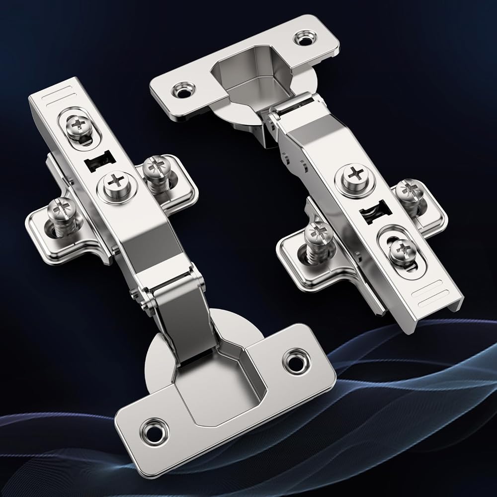 Furniware Pack of 4 Soft Close Hinges 3D Adjustable Nickel Concealed European