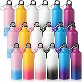 Potchen 18 Pcs Water Bottles Multipack Aluminum Bulk Valentine's Day Galentine's Gifts Metal Reusable Lightweight Sport School Leak Proof with Twist Cap Gym Hiking Outdoor Travel(Gradient Color,17 oz)