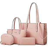 Women Fashion Synthetic Leather Handbags Tote Bag Shoulder Bag Top Handle Satchel Purse Set 4pcs