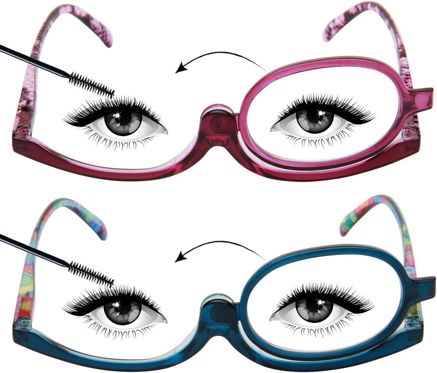 LianSan Readers Magnifying Makeup Glasses Flip Down Lens Folding Cosmetic Womens Make Up Reading Glasses L3660