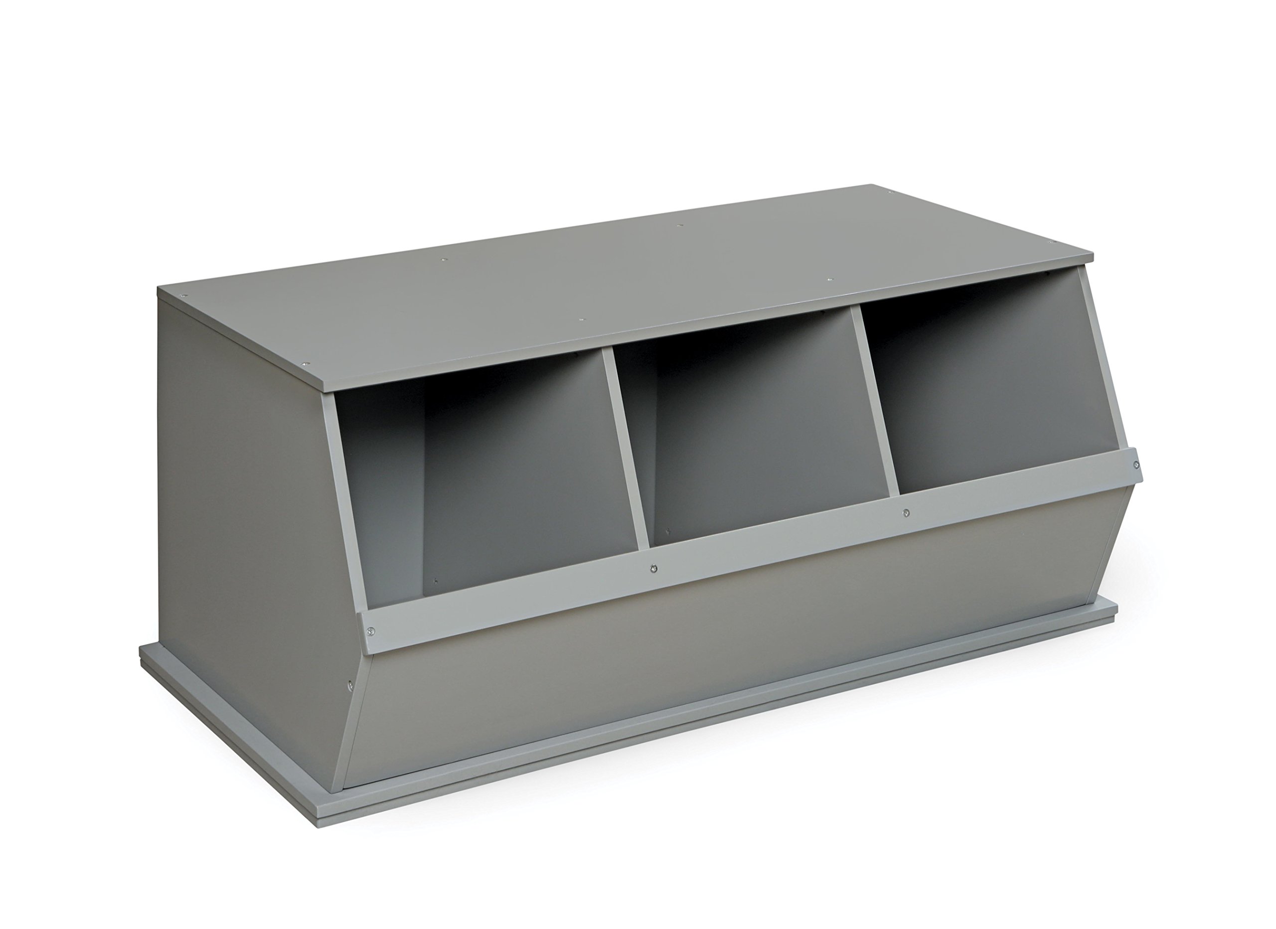 Photo 1 of ****It's used and there's one that has a small tear in a corner.***Badger Basket Stackable 3-Bin Storage Cubby - Modular Toy and Craft Organizer with Wide Mouth Bins, Expandable Design, Solid Panel Construction - Compatible with Other Units - Gray