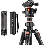 K&F Concept 64 inch/163cm Carbon Fiber Camera Tripod,Lightweight Travel Tripod with 36mm Metal Ball Head Load Capacity 8kg/17