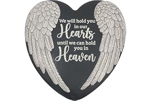 MYFIHU Memorial Stone Garden, Angel Wings Heart Memorial Stepping Stone, in Memory of Loved Ones Garden Stones Gifts for Loss of Loved Ones, Father Mother Memorial Stone TNS6