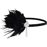 choyaxo Black 1920s Flapper Headband Feather Headpiece for Woman 1920 party