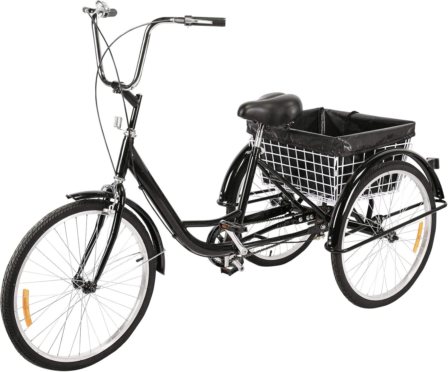 Z ZELUS Tricycle pour Adultes, Vélo de 3 Roues avec Panier Arrière et Lampe, 24′′ 61cm Roue