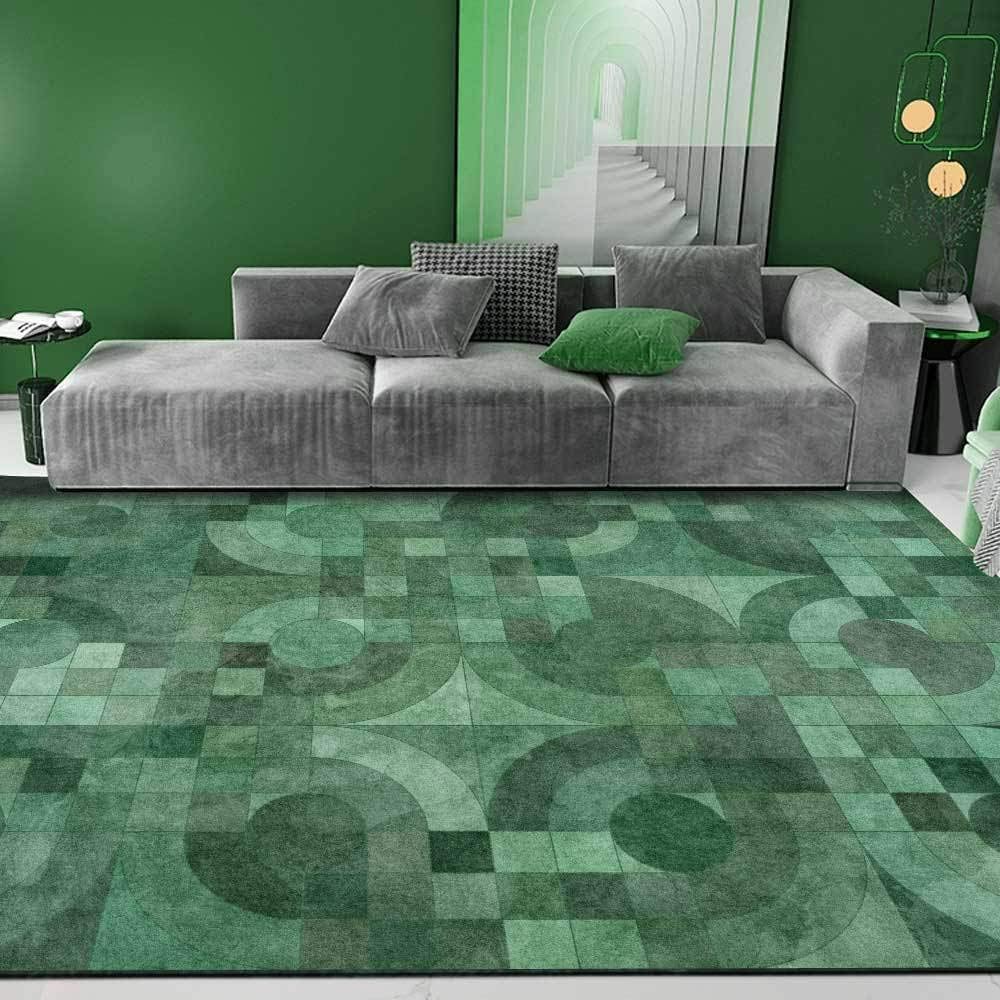 L.TSN Big Area Floor Rug Home Accessories Emerald green geometry Non