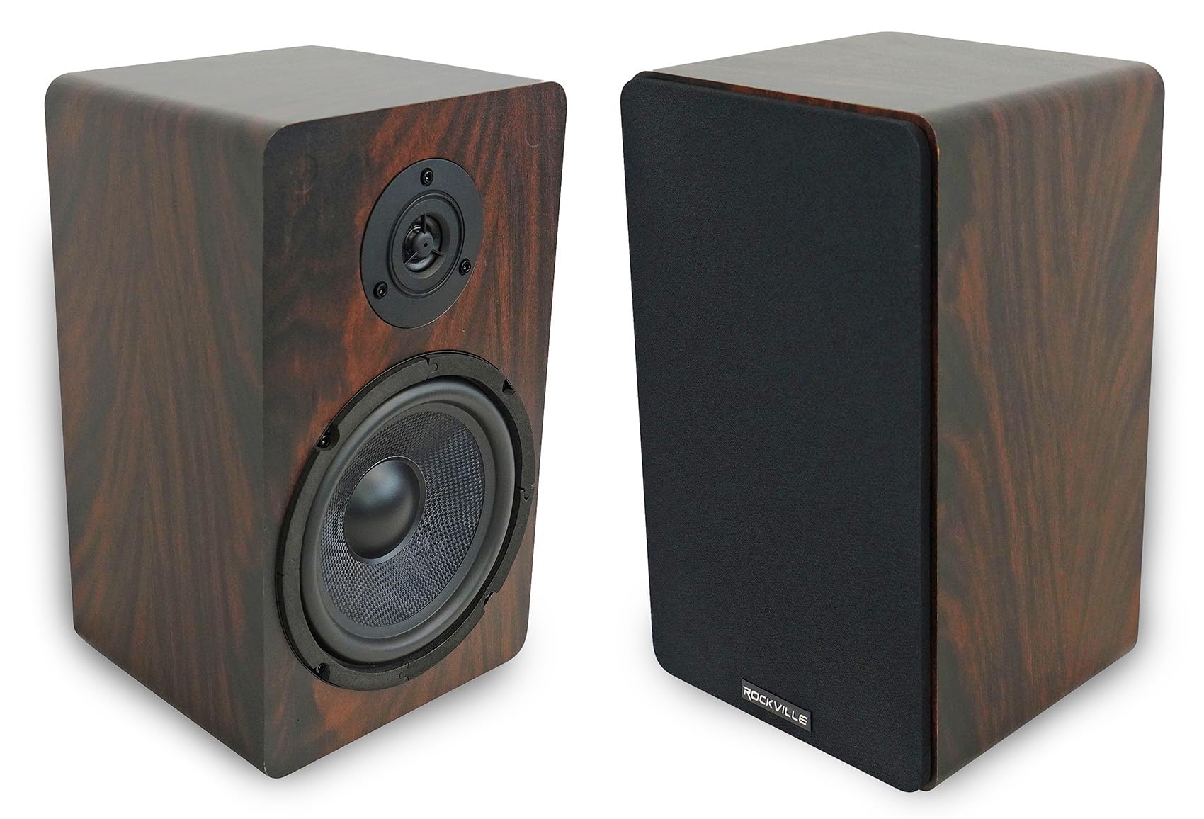 Rockville Pair RockShelf 58D V2 360W Dark Wood