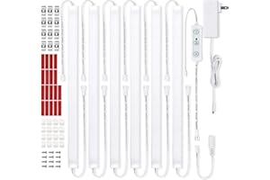 Litever Under Cabinet Lights Plug in, 6 pcs 12 Inches LED Light Strip Bars. Super Bright Dimmable Linkable for Kitchen Counter Above Cabinets Shelf Workbench Desk Closet Lighting. Daylight 5000K