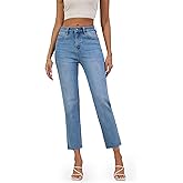 FLYING BANANA Women's High Waisted Straight Slim Ankle Stretch Denim Trendy Jeans
