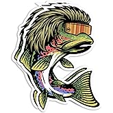 United by Color Mullet Trout Stickers (2Pc) - Strong Adhesive Waterproof Trout Fishing Stickers and Decals - No Fade, Used for Window, Water Bottle, Laptop, Tumbler, Bumper, Boat, Cooler, Truck & Car