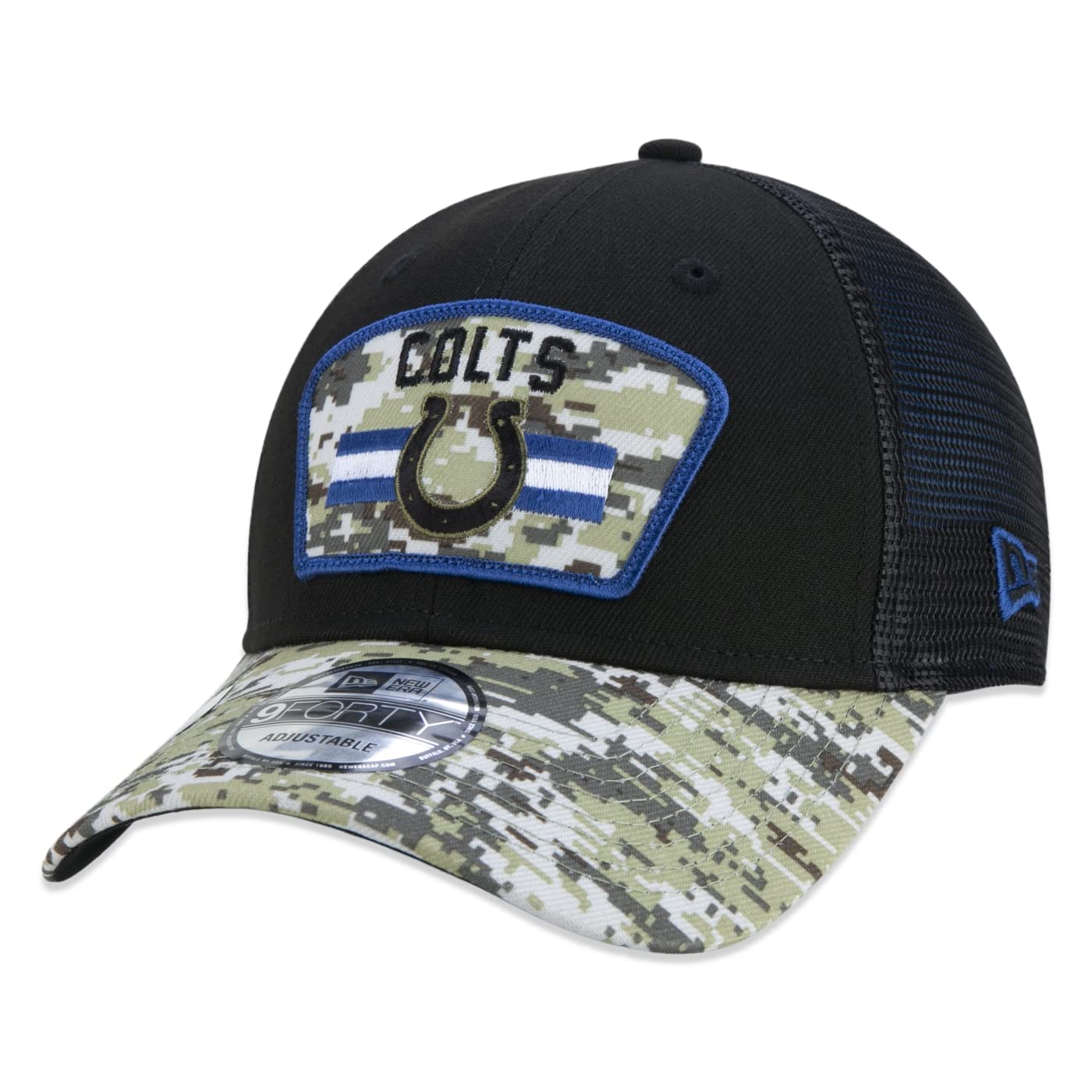 New Era Indianapolis Colts NFL On Field 2021 Salute to Service Black 9Forty Snapback Cap - One-Size