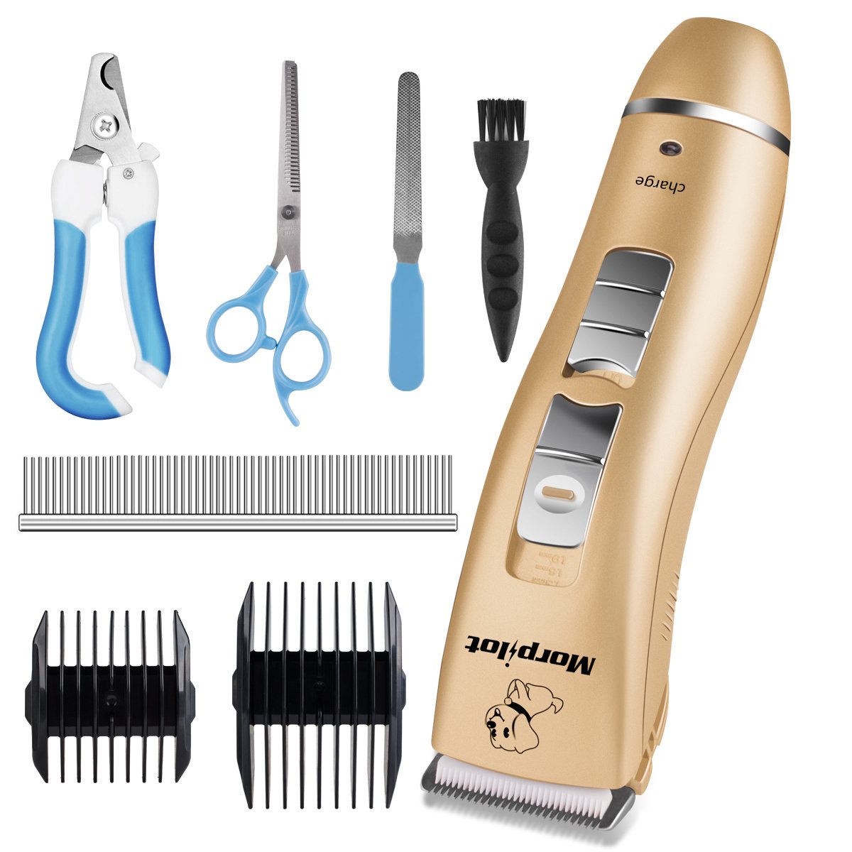 Morpilot Dog Clippers Cordless Low Noise Pet Hair Clippers Grooming Kit Trimmer Rechargeable Professional Nail Clipper Kit for Small Dogs Cats Long Short Hair