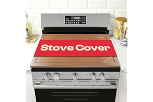 Riveira 30x22 Bamboo Walnut Stove Top Covers for Electric Stove & Gas Stove Top Covers for Gas Burners – Large Gas Stove Cover with Handle & Juice Groove – Rustic Stove Covers for Gas Stove Top
