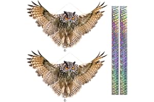 OFFICREATIVE 2PCS Fake Owl Reflective Hanging Owl Decoration, Effective Owl Control Device Garden Protectors for House, Garden, Pool, Yard