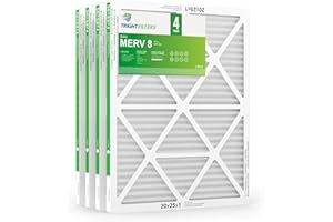 TRIGHTFILTERS 20x25x1 Air Filter 4 Pack, MERV 8 Pleated Dust Defense Air Filters Replacement Air Conditioner HVAC AC Furnace Filter, Durable and Lightweight
