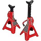 BIG RED T42002A Torin Steel Jack Stands: Double Locking, 2 Ton (4,000 lb) Capacity, Red, 1 Pair