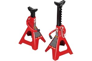 BIG RED T42002A Torin Steel Jack Stands: Double Locking, 2 Ton (4,000 lb) Capacity, Red, 1 Pair