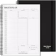 Planner Undated, Asten Daily Planner Agenda with To Do List, Hourly Schedules for Women and Men, Spiral Appointment Book with Elastic Closure, Inner Pocket 8.5" x 11" (Black)