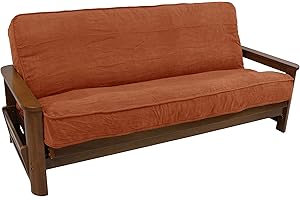 Blazing Needles Solid Microsuede Double Corded 8" to 9" Futon Cover, Full, Spice